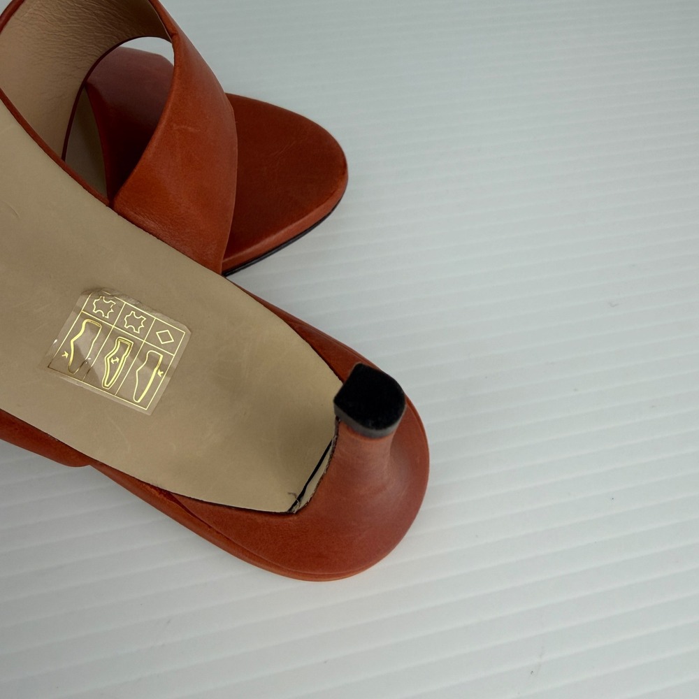 J.Crew Womens Terracotta Orange Leather Double Strap Mule Sandals Heels Size 8.5 - Picture 9 of 10